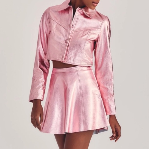 LoveShackFancy Dresses & Skirts - NWT Love Shack Fancy metallic pink mini skirt